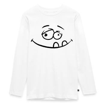 Drôle de visage de dessin animé satisfait - T-shirt manches longues Premium Ado - blanc - Devant - AI Model Kid Female (0cm)