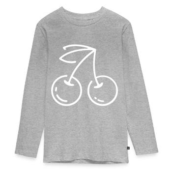 CHERRIES CHERRY FRUIT FRUIT TREE SOUR COUPLE RED - Teenager Premium Organic Long Sleeve Shirt - heather grey - Front