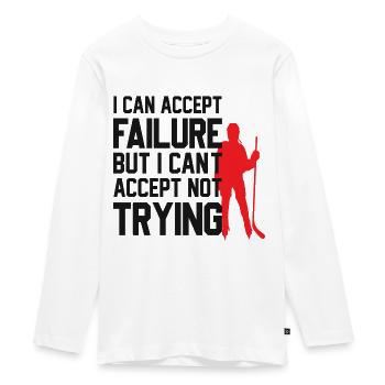 Cool ice hockey design with motivational saying - Teenager Premium Organic Long Sleeve Shirt - white - Front - AI Model Kid Female (0cm)