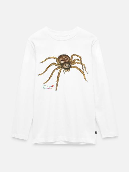 Wolfsspinne, ein heimische Spinne - Teenager Premium Bio Langarmshirt - Weiß
