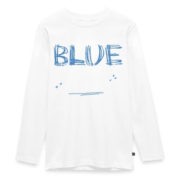 BLUE is an ATTITUDE (blue) - Teenager Premium Organic Long Sleeve Shirt - white - Front - AI Model Kid Female (0cm)