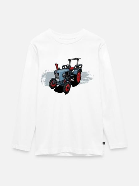 Classic Tractor // Bulldog // Illustration - Teenager Premium Bio Langarmshirt - Weiß