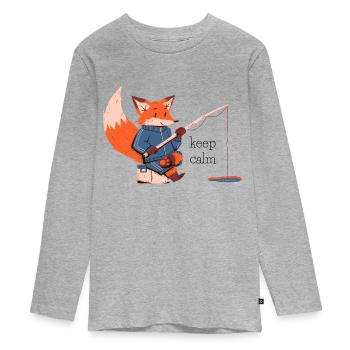 keep calm fox - fox - Teenager Premium Organic Long Sleeve Shirt - heather grey - Front