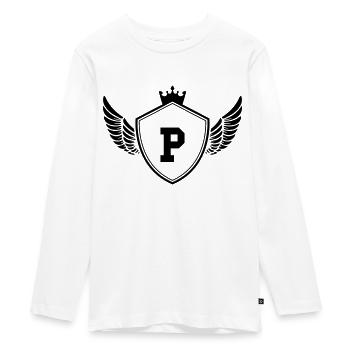 wappen P - Teenager Premium Bio Langarmshirt - Weiß - Vorne - AI Model Kid Female (0cm)