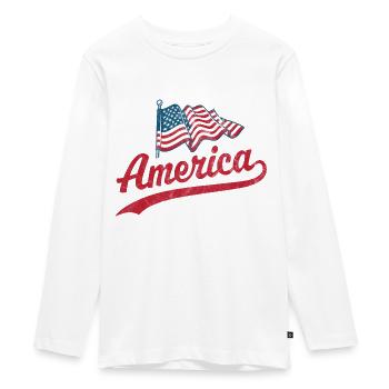 Amerika Flagge - Teenager Premium Bio Langarmshirt - Weiß - Vorne - AI Model Kid Female (0cm)