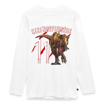 Jurassic World Geburtstag Design Birthdaysaurus 11 - Teenager Premium Bio Langarmshirt - Weiß - Vorne - AI Model Kid Female (0cm)