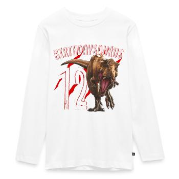 Jurassic World Birthday Design Birthdaysaurus 12 - Teenager Premium Organic Long Sleeve Shirt - white - Front - AI Model Kid Female (0cm)