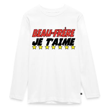 Beau Frère je t'aime - T-shirt manches longues Premium Ado - blanc - Devant - AI Model Kid Female (0cm)