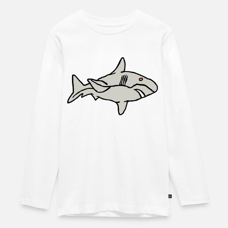 Pesce Squalo Predator Predatore Acqua Graffiti Oceano - Maglia a maniche lunghe ecologica premium per ragazzi - bianco