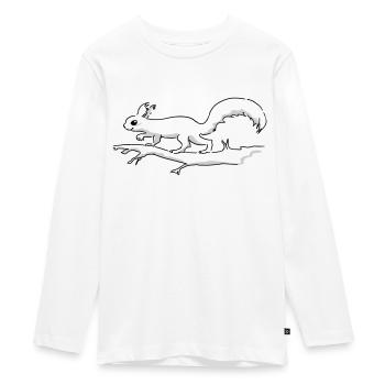 Écureuil tricolore - T-shirt manches longues Premium Ado - blanc - Devant - AI Model Kid Female (0cm)