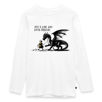 Juste une fille qui aime les dragons - T-shirt manches longues Premium Ado - blanc - Devant - AI Model Kid Female (0cm)