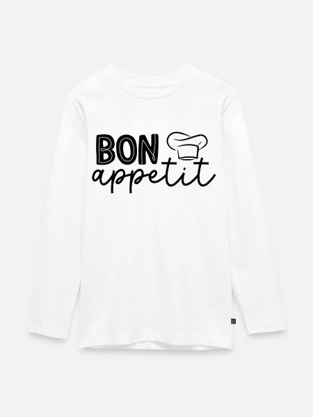 Bon Appetit - Teenager Premium Bio Langarmshirt - Weiß