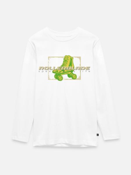 Rollerblade 80er Schuh - Teenager Premium Bio Langarmshirt - Weiß