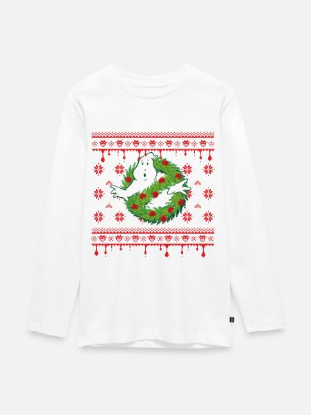 Ghostbusters Fake Strickpulli - Teenager Premium Bio Langarmshirt - Weiß