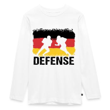 American Football Deutschland Defense - Teenager Premium Bio Langarmshirt - Weiß - Vorne - AI Model Kid Female (0cm)