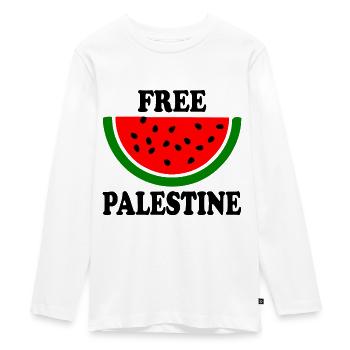 Free palestine Wassermelone Melone - Teenager Premium Bio Langarmshirt - Weiß - Vorne - AI Model Kid Female (0cm)