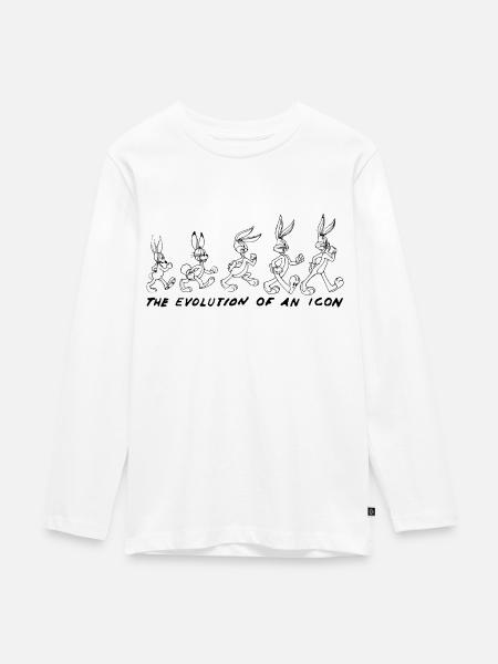 Looney Tunes Bugs Bunny Evolution - Teenager Premium Bio Langarmshirt - Weiß