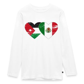 Jordan Mexico Flag Heart Used - Teenager Premium Organic Long Sleeve Shirt - white - Front - AI Model Kid Female (0cm)