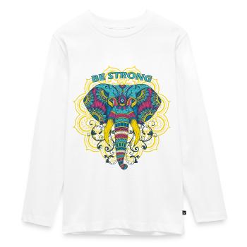 Colorful mandala elephant - Teenager Premium Organic Long Sleeve Shirt - white - Front - AI Model Kid Female (0cm)