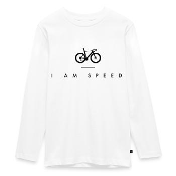 JE SUIS SPEED | Vélo de route, cyclisme, sprint, triathlon - T-shirt manches longues Premium Ado - blanc - Devant - AI Model Kid Female (0cm)