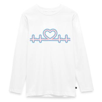 Transgender Pride Heartbeat - Teenager Premium Bio Langarmshirt - Weiß - Vorne - AI Model Kid Female (0cm)