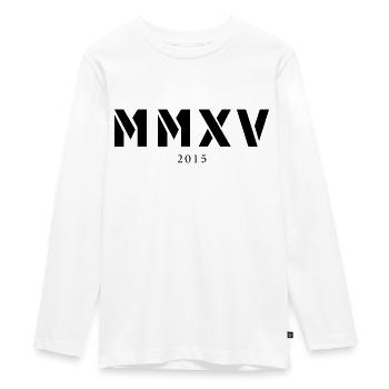 Roman numeral year of birth Made in 2015 - Teenager Premium Organic Long Sleeve Shirt - white - Front - AI Model Kid Female (0cm)