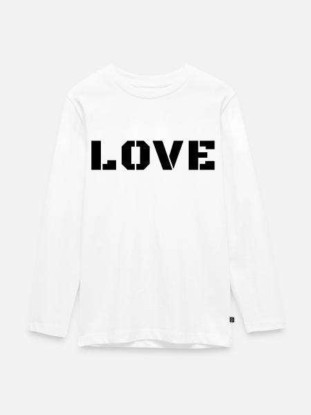 LIEBE - Teenager Premium Bio Langarmshirt - Weiß