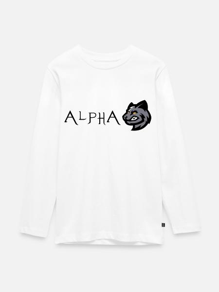 Wolf Wolf Alpha - Teenager Premium Bio Langarmshirt - Weiß