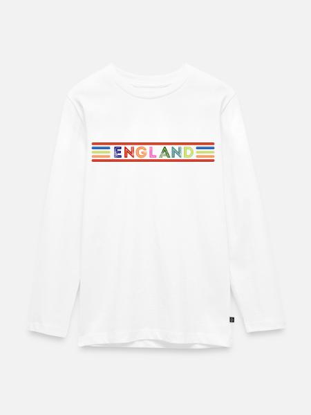 England - Teenager Premium Bio Langarmshirt - Weiß