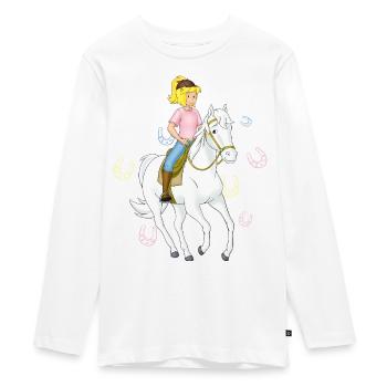 Bibi und Tina Bibi am Springreiten - Teenager Premium Bio Langarmshirt - Weiß - Vorne - AI Model Kid Female (0cm)