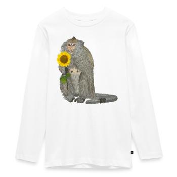 Affe Sonnenblume Makake - Teenager Premium Bio Langarmshirt - Weiß - Vorne - AI Model Kid Female (0cm)