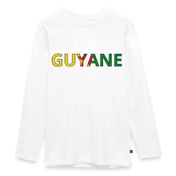 Flag of French Guiana - Teenager Premium Organic Long Sleeve Shirt - white - Front - AI Model Kid Female (0cm)