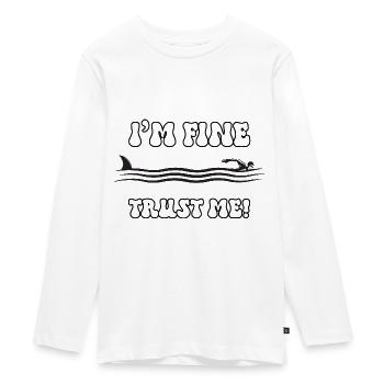 Funny Swimmer I Am Fine Trust Me - Teenager Premium Organic Long Sleeve Shirt - white - Front - AI Model Kid Female (0cm)