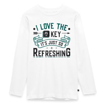 La touche F5 est rafraîchissante, drôle concepteur de sites Web - T-shirt manches longues Premium Ado - blanc - Devant - AI Model Kid Female (0cm)