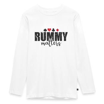 Rummy matters Hobby Card Game Romme - T-shirt manches longues Premium Ado - blanc - Devant - AI Model Kid Female (0cm)