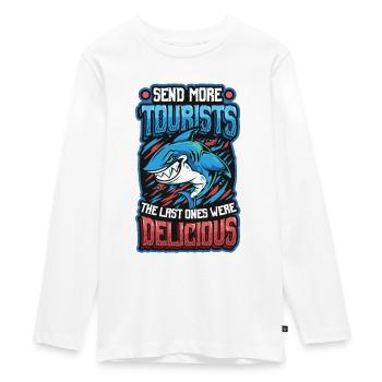 Send more tourists - Teenager Premium Organic Long Sleeve Shirt - white - Front - AI Model Kid Female (0cm)
