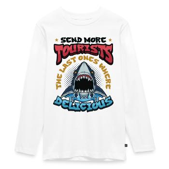 Send more tourists - Teenager Premium Organic Long Sleeve Shirt - white - Front - AI Model Kid Female (0cm)
