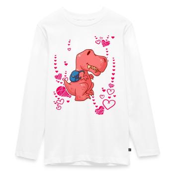 T-Rex Love Hearts Schoolchild - T-shirt manches longues Premium Ado - blanc - Devant - AI Model Kid Female (0cm)