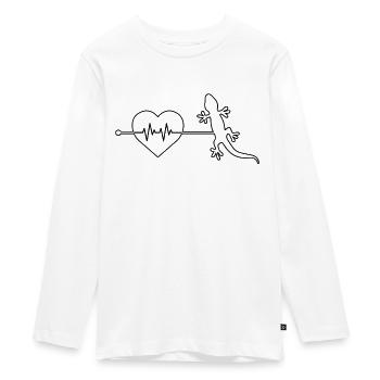 Eidechse Herzschlag - Teenager Premium Bio Langarmshirt - Weiß - Vorne - AI Model Kid Female (0cm)