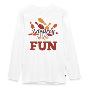 Je détruis des quilles pour m’amuser en jouant aux quilles - T-shirt manches longues Premium Ado - blanc - Devant - AI Model Kid Female (0cm)