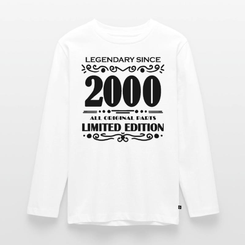 2000 - Anno 2000 - Data di costruzione 2000 Maglia a maniche lunghe ecologica premium per ragazzi