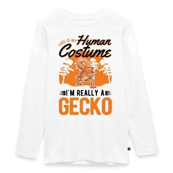 Gecko Kostüm Leopardgecko - Teenager Premium Bio Langarmshirt - Weiß - Vorne - AI Model Kid Female (0cm)