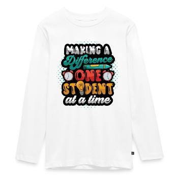 Making a difference - Teenager Premium Organic Long Sleeve Shirt - white - Front - AI Model Kid Female (0cm)