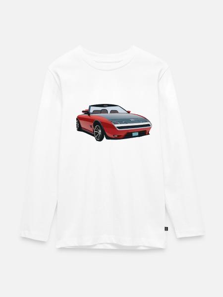 Rotes Cabrio - Teenager Premium Bio Langarmshirt - Weiß