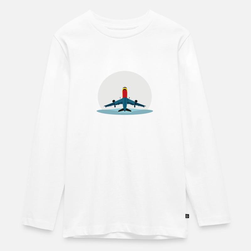 Startendes Flugzeug - Teenager Premium Bio Langarmshirt - Weiß