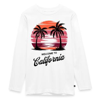 Coucher de soleil rétro californien – Palmiers de la côte ouest - T-shirt manches longues Premium Ado - blanc - Devant - AI Model Kid Female (0cm)