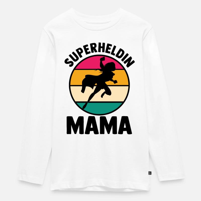 Mutter Superheldin Mama - Teenager Premium Bio Langarmshirt - Weiß