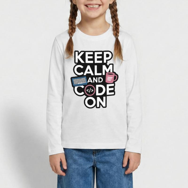 Keep Calm and Code On Programmer Design Teenager Premium Bio Langarmshirt