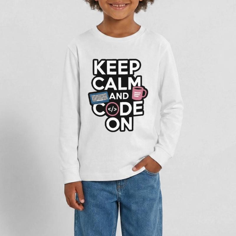 Keep Calm and Code On Programmer Design Teenager Premium Bio Langarmshirt