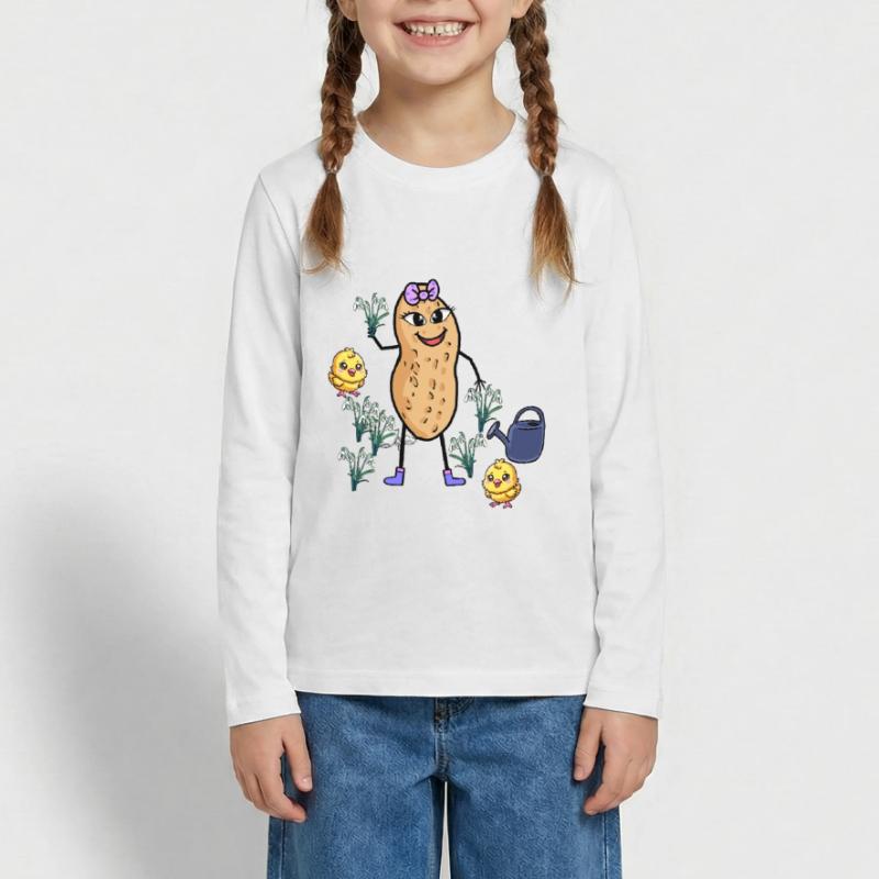 Peanut Spring Easter Chick Snowdrop Teenager Premium Organic Long Sleeve Shirt